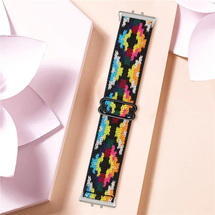 For Samsung Galaxy Fit3 SM-R390 Elastic Watch Strap Fashionable Pattern Wrist Band (Silver Buckle)3
