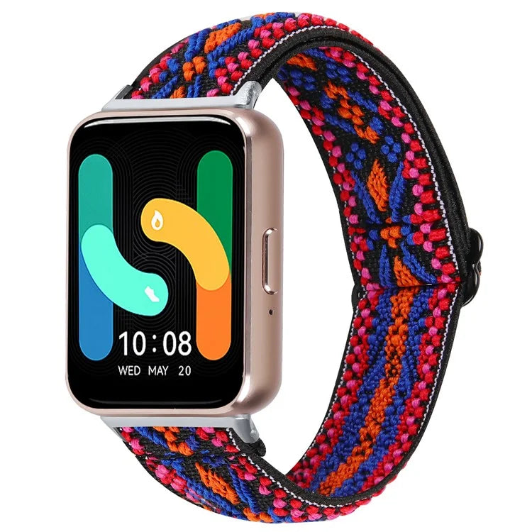 For Samsung Galaxy Fit3 SM-R390 Elastic Watch Strap Fashionable Pattern Wrist Band (Silver Buckle)4