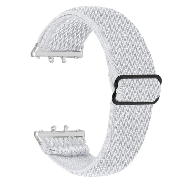 For Samsung Galaxy Fit3 SM-R390 Woven Watch Strap Adjustable Wrist Band with Silver Connector