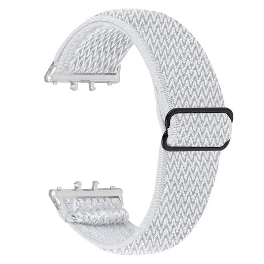 For Samsung Galaxy Fit3 SM-R390 Woven Watch Strap Adjustable Wrist Band with Silver Connector