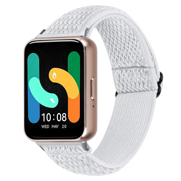 For Samsung Galaxy Fit3 SM-R390 Woven Watch Strap Adjustable Wrist Band with Silver Connector