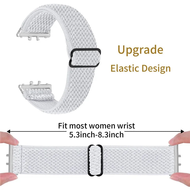 For Samsung Galaxy Fit3 SM-R390 Woven Watch Strap Adjustable Wrist Band with Silver Connector