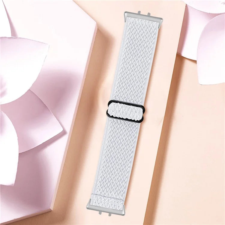 For Samsung Galaxy Fit3 SM-R390 Woven Watch Strap Adjustable Wrist Band with Silver Connector