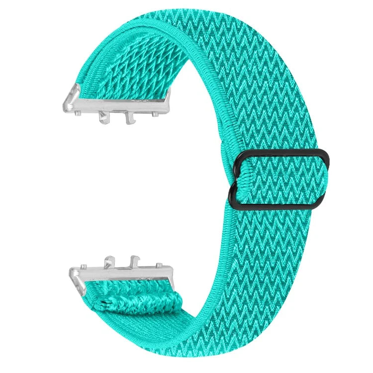 For Samsung Galaxy Fit3 SM-R390 Woven Watch Strap Adjustable Wrist Band with Silver Connector