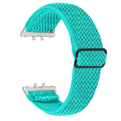 For Samsung Galaxy Fit3 SM-R390 Woven Watch Strap Adjustable Wrist Band with Silver Connector