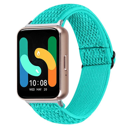 For Samsung Galaxy Fit3 SM-R390 Woven Watch Strap Adjustable Wrist Band with Silver Connector