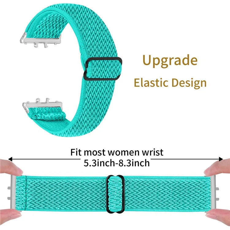 For Samsung Galaxy Fit3 SM-R390 Woven Watch Strap Adjustable Wrist Band with Silver Connector