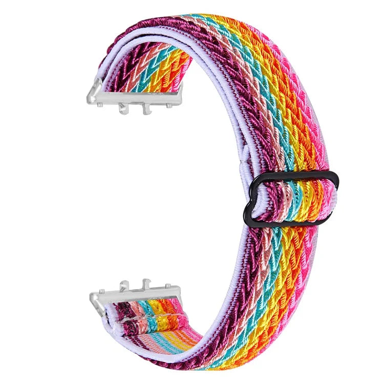 For Samsung Galaxy Fit3 SM-R390 Woven Watch Strap Adjustable Wrist Band with Silver Connector