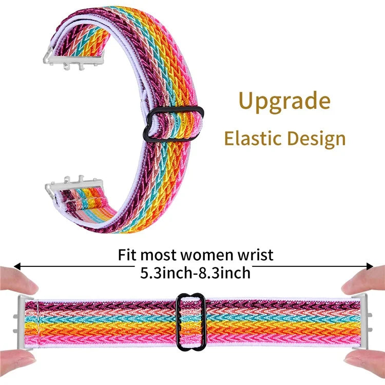For Samsung Galaxy Fit3 SM-R390 Woven Watch Strap Adjustable Wrist Band with Silver Connector