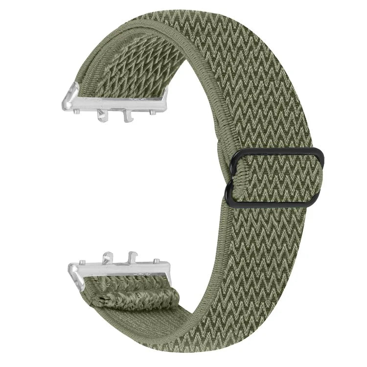 For Samsung Galaxy Fit3 SM-R390 Woven Watch Strap Adjustable Wrist Band with Silver Connector