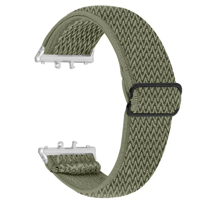 For Samsung Galaxy Fit3 SM-R390 Woven Watch Strap Adjustable Wrist Band with Silver Connector