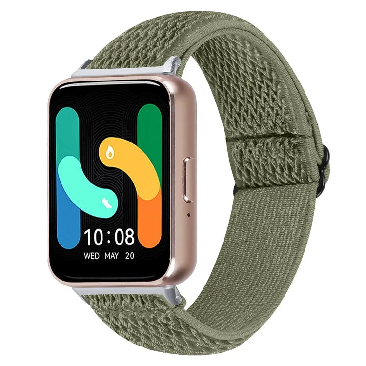 For Samsung Galaxy Fit3 SM-R390 Woven Watch Strap Adjustable Wrist Band with Silver Connector