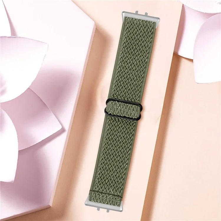 For Samsung Galaxy Fit3 SM-R390 Woven Watch Strap Adjustable Wrist Band with Silver Connector