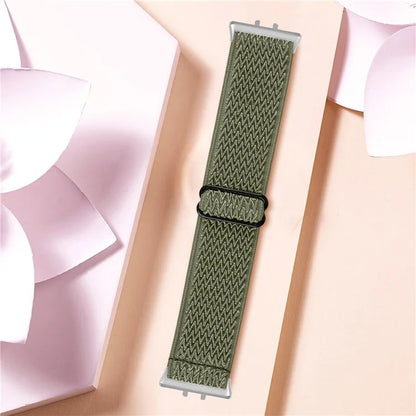 For Samsung Galaxy Fit3 SM-R390 Woven Watch Strap Adjustable Wrist Band with Silver Connector