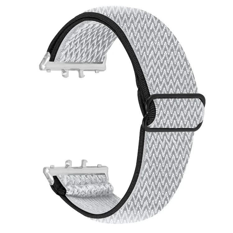 For Samsung Galaxy Fit3 SM-R390 Woven Watch Strap Adjustable Wrist Band with Silver Connector