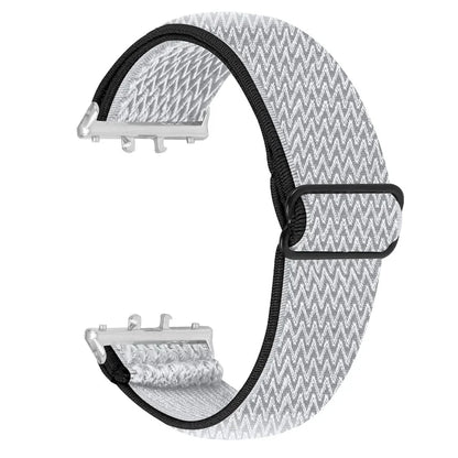 For Samsung Galaxy Fit3 SM-R390 Woven Watch Strap Adjustable Wrist Band with Silver Connector