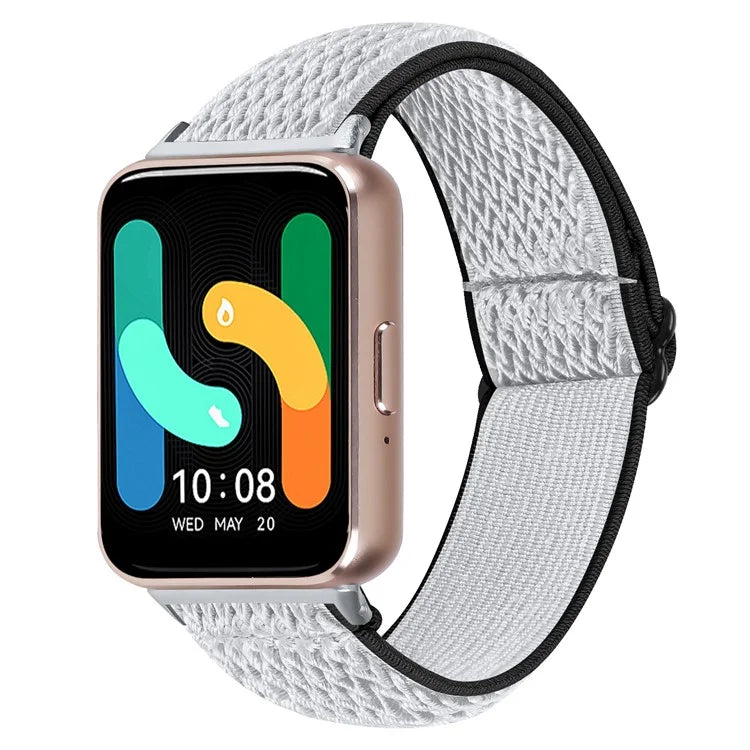 For Samsung Galaxy Fit3 SM-R390 Woven Watch Strap Adjustable Wrist Band with Silver Connector