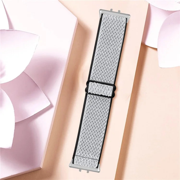 For Samsung Galaxy Fit3 SM-R390 Woven Watch Strap Adjustable Wrist Band with Silver Connector