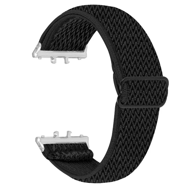 For Samsung Galaxy Fit3 SM-R390 Woven Watch Strap Adjustable Wrist Band with Silver Connector
