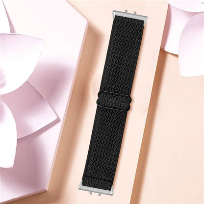 For Samsung Galaxy Fit3 SM-R390 Woven Watch Strap Adjustable Wrist Band with Silver Connector