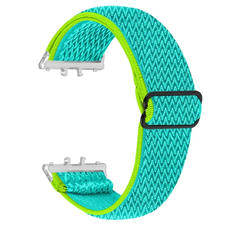 For Samsung Galaxy Fit3 SM-R390 Woven Watch Strap Adjustable Wrist Band with Silver Connector