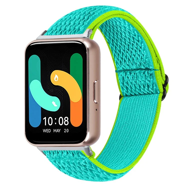 For Samsung Galaxy Fit3 SM-R390 Woven Watch Strap Adjustable Wrist Band with Silver Connector