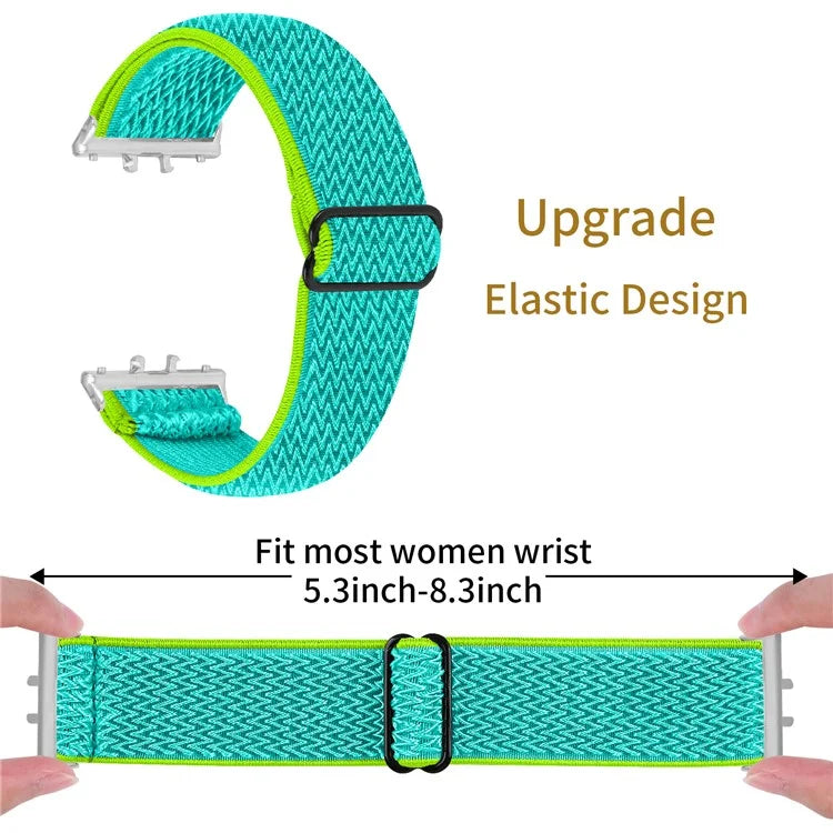 For Samsung Galaxy Fit3 SM-R390 Woven Watch Strap Adjustable Wrist Band with Silver Connector