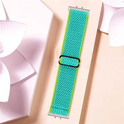 For Samsung Galaxy Fit3 SM-R390 Woven Watch Strap Adjustable Wrist Band with Silver Connector