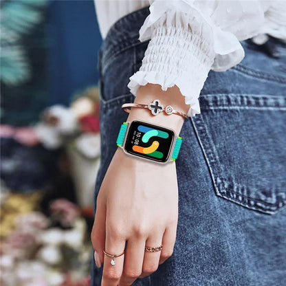 For Samsung Galaxy Fit3 SM-R390 Woven Watch Strap Adjustable Wrist Band with Silver Connector