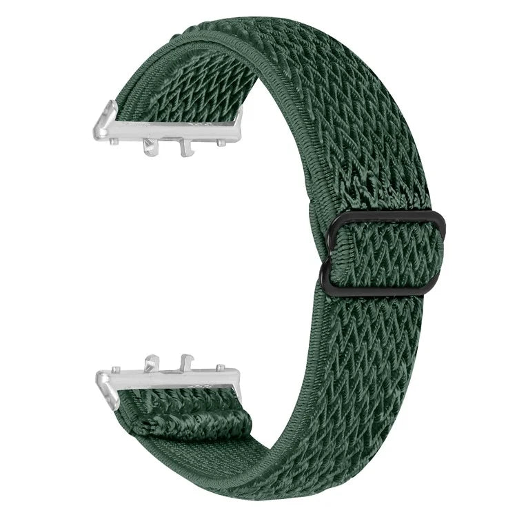 For Samsung Galaxy Fit3 SM-R390 Woven Watch Strap Adjustable Wrist Band with Silver Connector