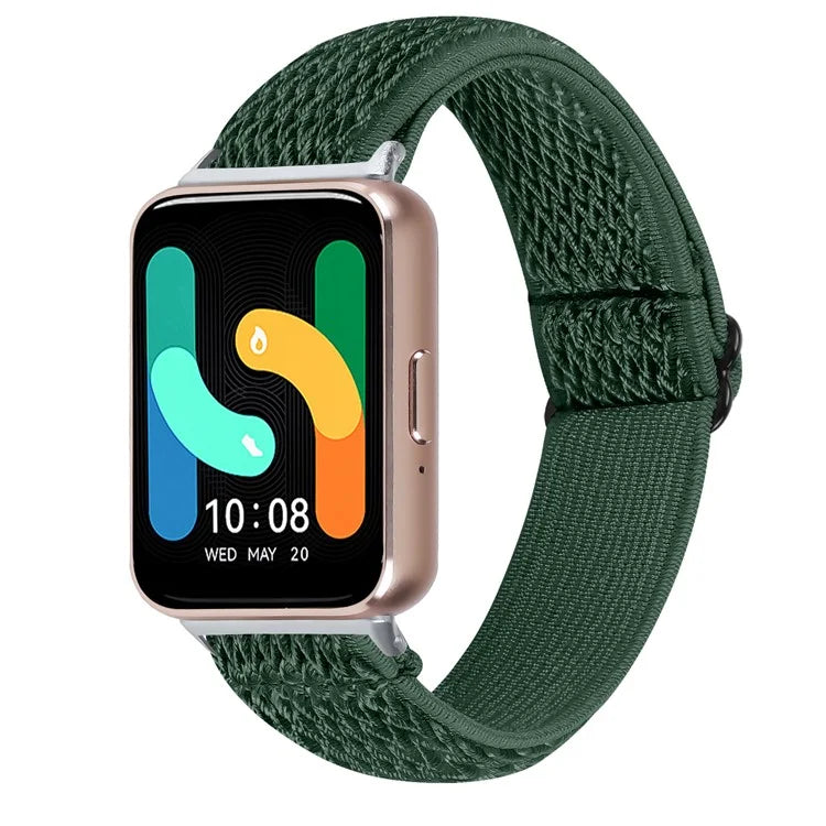 For Samsung Galaxy Fit3 SM-R390 Woven Watch Strap Adjustable Wrist Band with Silver Connector