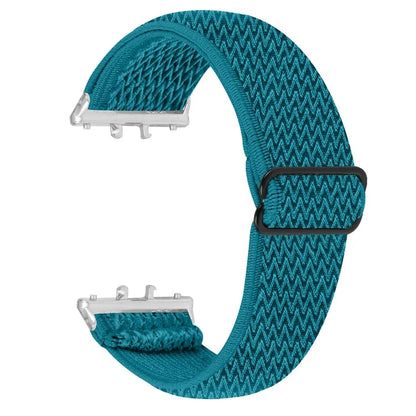 For Samsung Galaxy Fit3 SM-R390 Woven Watch Strap Adjustable Wrist Band with Silver Connector