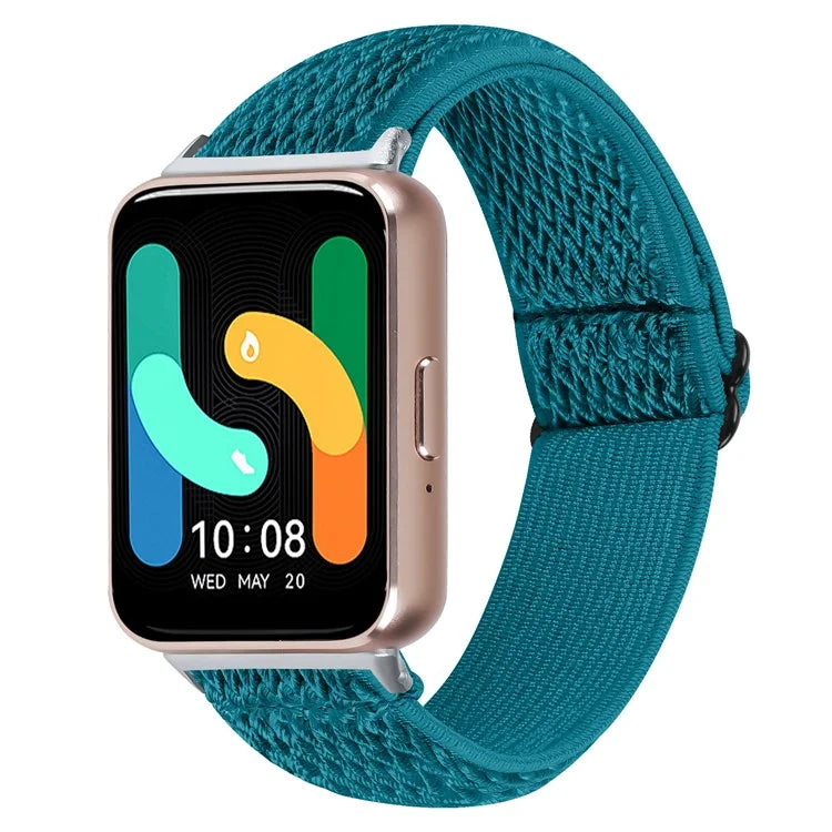 For Samsung Galaxy Fit3 SM-R390 Woven Watch Strap Adjustable Wrist Band with Silver Connector