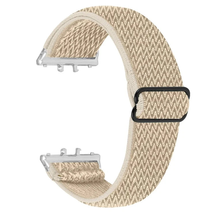 For Samsung Galaxy Fit3 SM-R390 Woven Watch Strap Adjustable Wrist Band with Silver Connector