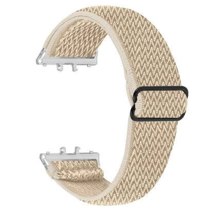 For Samsung Galaxy Fit3 SM-R390 Woven Watch Strap Adjustable Wrist Band with Silver Connector