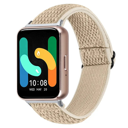 For Samsung Galaxy Fit3 SM-R390 Woven Watch Strap Adjustable Wrist Band with Silver Connector