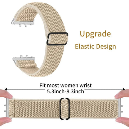 For Samsung Galaxy Fit3 SM-R390 Woven Watch Strap Adjustable Wrist Band with Silver Connector