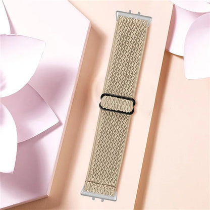 For Samsung Galaxy Fit3 SM-R390 Woven Watch Strap Adjustable Wrist Band with Silver Connector