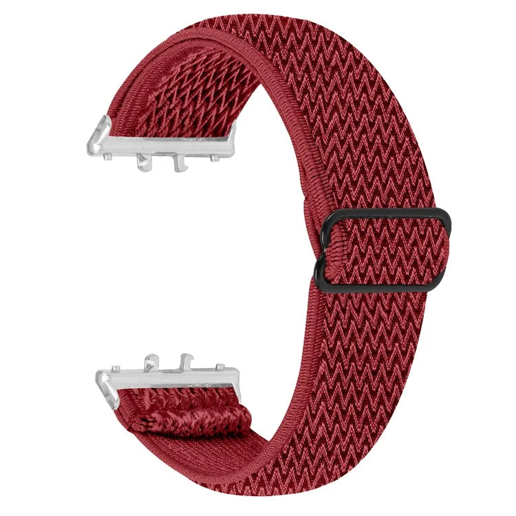 For Samsung Galaxy Fit3 SM-R390 Woven Watch Strap Adjustable Wrist Band with Silver Connector