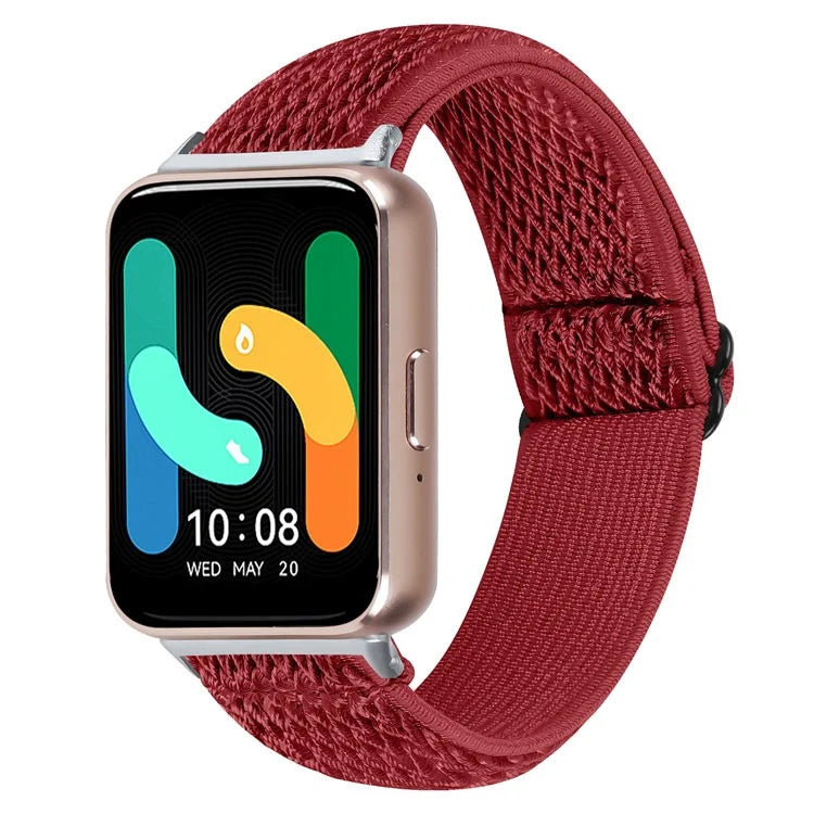 For Samsung Galaxy Fit3 SM-R390 Woven Watch Strap Adjustable Wrist Band with Silver Connector