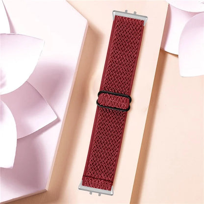 For Samsung Galaxy Fit3 SM-R390 Woven Watch Strap Adjustable Wrist Band with Silver Connector