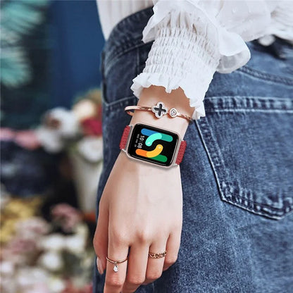 For Samsung Galaxy Fit3 SM-R390 Woven Watch Strap Adjustable Wrist Band with Silver Connector