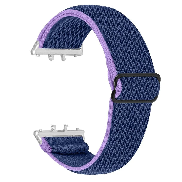 For Samsung Galaxy Fit3 SM-R390 Woven Watch Strap Adjustable Wrist Band with Silver Connector