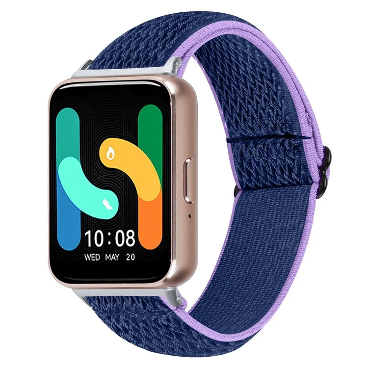 For Samsung Galaxy Fit3 SM-R390 Woven Watch Strap Adjustable Wrist Band with Silver Connector