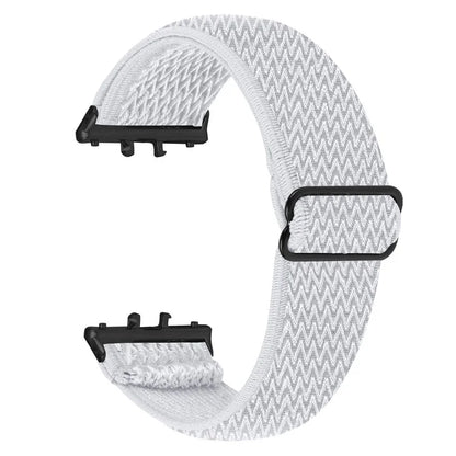 For Samsung Galaxy Fit3 SM-R390 Woven Watch Strap Elastic Wrist Band, Black Connector
