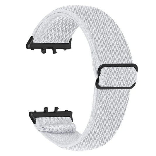 For Samsung Galaxy Fit3 SM-R390 Woven Watch Strap Elastic Wrist Band, Black Connector