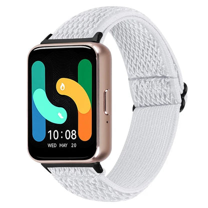 For Samsung Galaxy Fit3 SM-R390 Woven Watch Strap Elastic Wrist Band, Black Connector