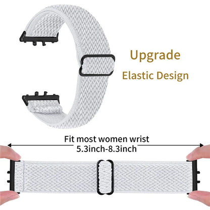 For Samsung Galaxy Fit3 SM-R390 Woven Watch Strap Elastic Wrist Band, Black Connector