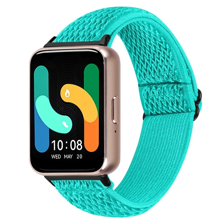 For Samsung Galaxy Fit3 SM-R390 Woven Watch Strap Elastic Wrist Band, Black Connector
