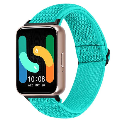 For Samsung Galaxy Fit3 SM-R390 Woven Watch Strap Elastic Wrist Band, Black Connector
